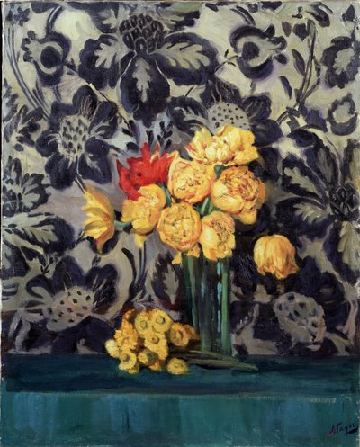 "黑底黄花"，亚历山大-高什（1873-1947 年）1916 年左右的作品。 沃洛格达地区艺术画廊 作者 亚历山大·高什