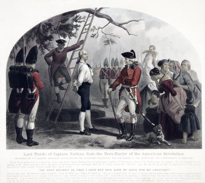内森-黑尔上尉的遗言》，出版。1858年（手绘版画 作者 Alexander Hay Ritchie