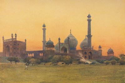 德里（Jumma Musjid），德里-日落，c1880年1905年。 作者 亚历山大·亨利·哈勒姆·默里