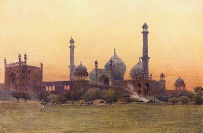 Jumma Musjid，德里，日落时分 作者 亚历山大·亨利·哈勒姆·默里