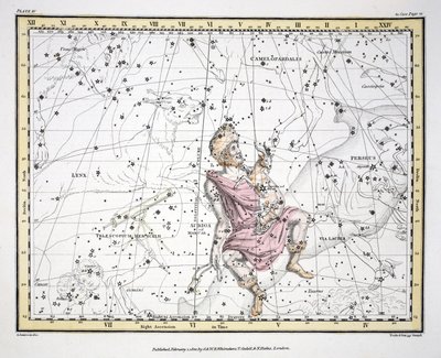 The Constellations（Plate IV）Auriga，Camelopaardalis，Telescopium Herschelli，来自&39;A Celestial Atlas&39;，由Alexander Jamieson，酒吧。伦敦1822年（手工彩色雕刻） 作者 亚历山大·杰米森