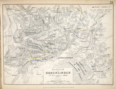 1848年威廉·布莱克伍德和儿子，爱丁堡和伦敦出版的Hohenlinden战役地图（手工彩色雕刻） 作者 Alexander Keith Johnston