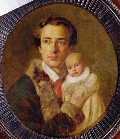 亚历山大之心的肖像与他的儿子，1840年 作者 Alexander Lavrentievich Vitberg
