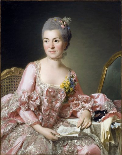 玛丽-苏珊娜(Marie-Suzanne)-吉鲁斯特的肖像，罗斯林夫人(1734-1772)的画作，罗斯林，亚历山大(Alexandre)(1718-1793) 作者 亚历山大·罗斯林