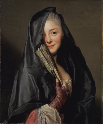 戴面纱的女人，艺术家的妻子，1768年 作者 亚历山大·罗斯林