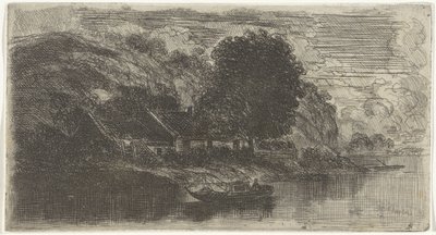 马斯河左岸景观和 De Rode Haan 咖啡馆 作者 亚历山大·舍普肯斯