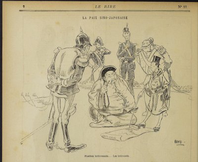 中日和平，有趣的位置。有兴趣的。来自：笑声，1895年5月11日，1895年。 作者 亚历山大·斯图尔特·博伊德