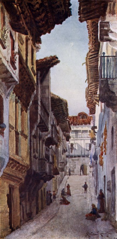 富恩塔拉比亚的一条街（彩色石版画） 作者 亚历山大·华莱士·雷明顿