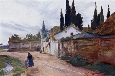 Outside the City Walls, Seville (colour litho) 作者 亚历山大·华莱士·雷明顿