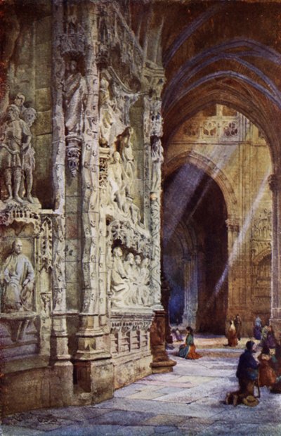布尔戈斯大教堂的门诊（彩色石版画） 作者 亚历山大·华莱士·雷明顿
