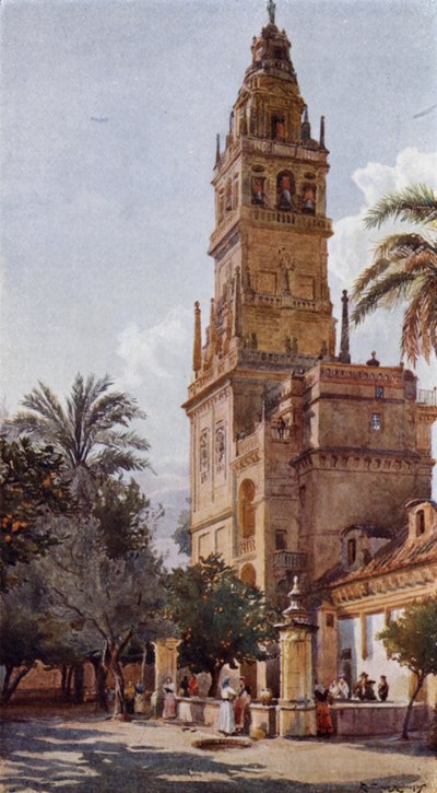 The Court of Oranges, Mosque of Cordova (colour litho) 作者 亚历山大·华莱士·雷明顿