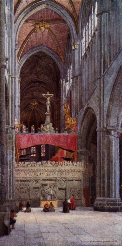The Nave of Avila Cathedral (colour litho) 作者 亚历山大·华莱士·雷明顿