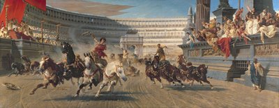 《战车竞赛》，c.1882（布面油画） 作者 亚历山大·冯·瓦格纳