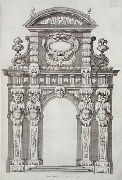 公园大门，出自《建筑学著作，包括其他门》，由Melchior Tavernier（约1564-1641）雕刻，1631年出版（雕刻）。 作者 亚历山大（后）弗朗西尼