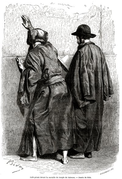 犹太人在耶路撒冷的所罗门墙前祈祷 作者 亚历山大·比达（Alexandre Bida）