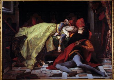 Francesca de Rimini 和 Paolo Malatesta (1284) 之死。 亚历山大·卡巴内尔 (1823-1889) 的绘画 作者 亚历山大·卡巴内尔（Alexandre Cabanel）
