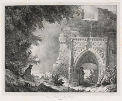旧法国的风景如画和浪漫之旅：1824年白女王宫殿的废墟。 作者 亚历山大·埃瓦里斯特·弗拉戈纳尔
