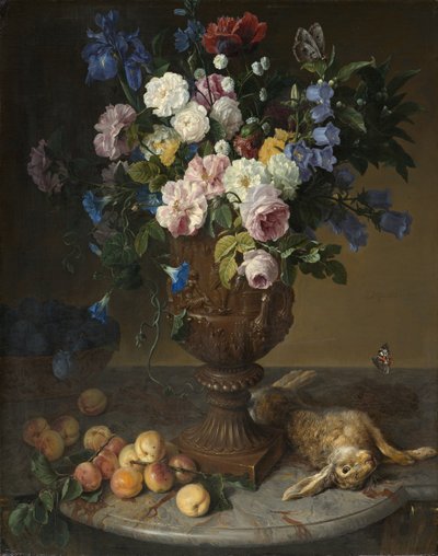 1715年，鲜花与水果和野兔 作者 Alexandre Francois Desportes