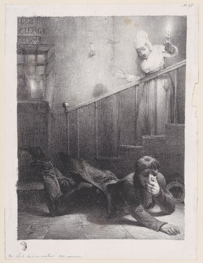 摔下楼梯，1834-35。 作者 亚历山大·加布里埃尔·戴尚