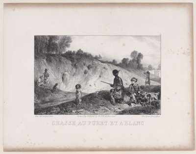 猎杀白鼬，出自《狩猎场景》系列，1829年。 作者 亚历山大·加布里埃尔·戴尚