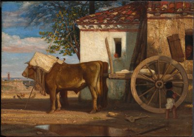 Le Verrier的农舍前的牛，约1853年。 作者 亚历山大·加布里埃尔·戴尚