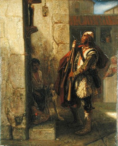Pifferaro在麦当娜面前，1847年 作者 亚历山大·加布里埃尔·戴尚