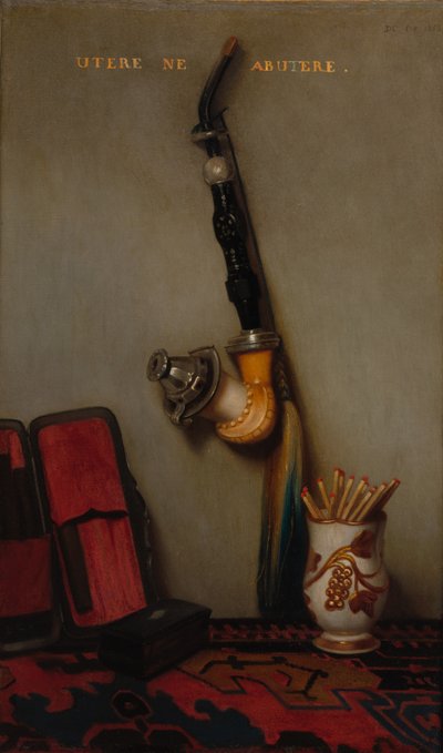 静物与烟斗和火柴，以及静物与鲱鱼，面包和奶酪对，1858年。 作者 亚历山大·加布里埃尔·戴尚