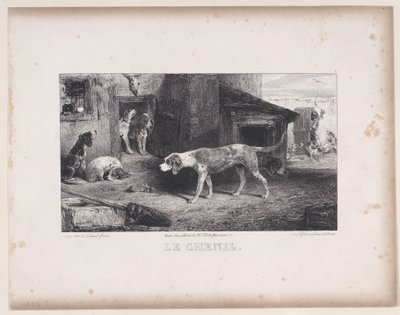 犬舍，出自《狩猎场景》系列，1829年。 作者 亚历山大·加布里埃尔·戴尚