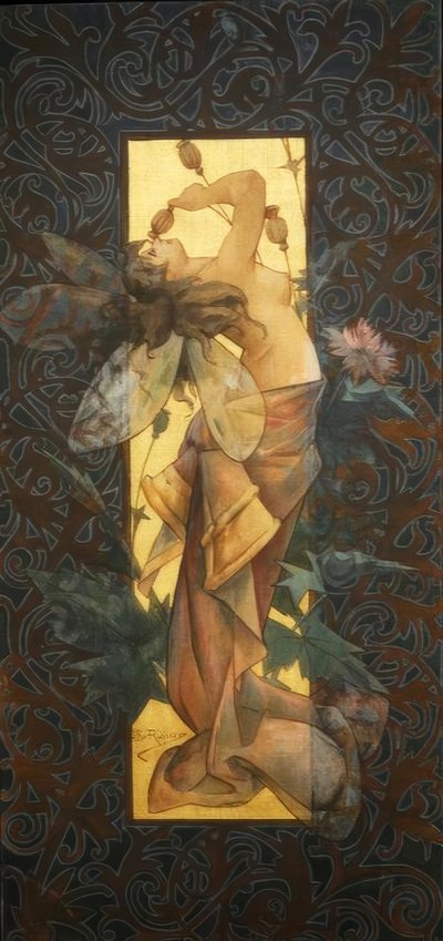 日出时有翅膀的仙女的构图 作者 亚历山大·德·里克尔