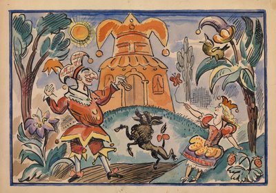 埃夫格尼·施瓦茨（Evgeni Schwartz）的插图《佩特鲁什卡和斯蒂普卡·拉斯特普卡战争》，1925年 作者 阿列克谢·亚历山德罗维奇·拉达科夫