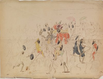 1842年旁遮普大君谢尔-辛格和英国大使克拉克的会面，1842年 作者 阿列克谢·德米特里耶维奇·萨尔蒂科夫