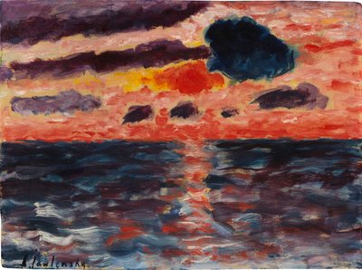 日落，博尔库姆，1928年。 作者 阿列克谢·贾夫伦斯基 (Alexei Javlensky)