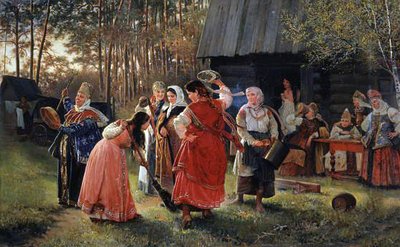 女孩派对，1889年 作者 阿列克谢·科苏钦（Alexei Korsuchin）