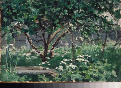 Un coin du jardin (A corner of the Garden) - Oeuvre de Alexei Stepanovich Stepanov (1858-1923), huile sur carton 作者 阿列克谢·史蒂帕诺维奇·斯蒂芬诺夫