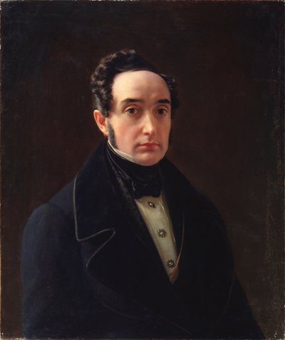 作家伊万-帕纳耶夫（1812-1862 年）的肖像 - 阿列克谢-瓦西里耶维奇-季拉诺夫（1808-1859 年）的绘画，布面油画，俄罗斯艺术 作者 Alexei Vasilievich Tyranov
