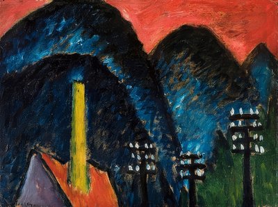 蓝山（风景与黄色的烟囱）。 1912年 作者 阿列克谢·冯·贾伦斯基