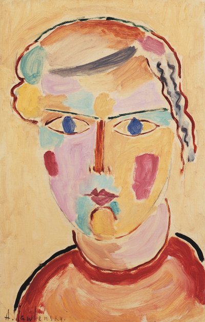 女孩，外表明亮；女孩的头，外表明亮，1916年 作者 阿列克谢·冯·贾伦斯基