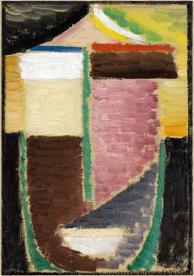 Visage abstrait（抽象的头）。Oeuvre de Alexei von Javlensky (Alexi von Jawlensky, Alexei von Javlensky) (1864-1941), huile sur carton 作者 阿列克谢·冯·贾伦斯基