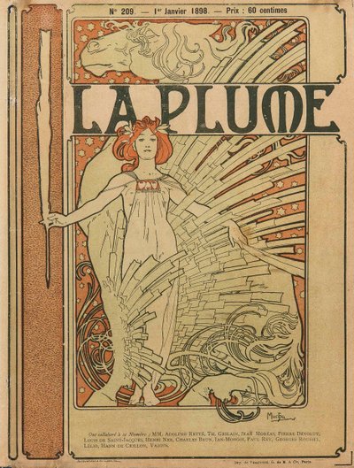 La Plume第209期的封面，1898年。 作者 阿方斯·玛丽·穆夏