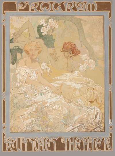 德国戏院。剧院节目单，1908年。 作者 阿方斯·玛丽·穆夏