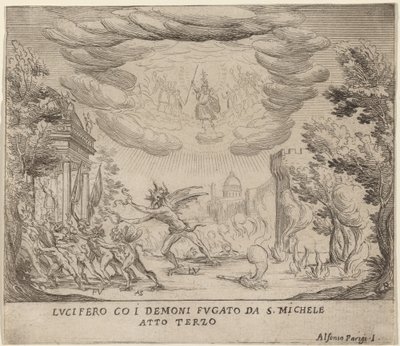 路西法和恶魔逃离圣米迦勒 作者 Alfonso Parigi II