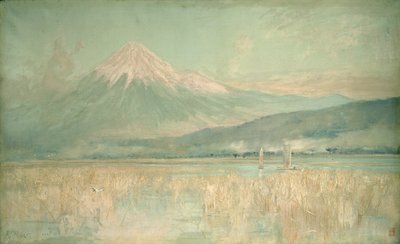 1889年，在神圣的山上黎明，富士的太阳半隐藏在云中 作者 东阿尔弗雷德