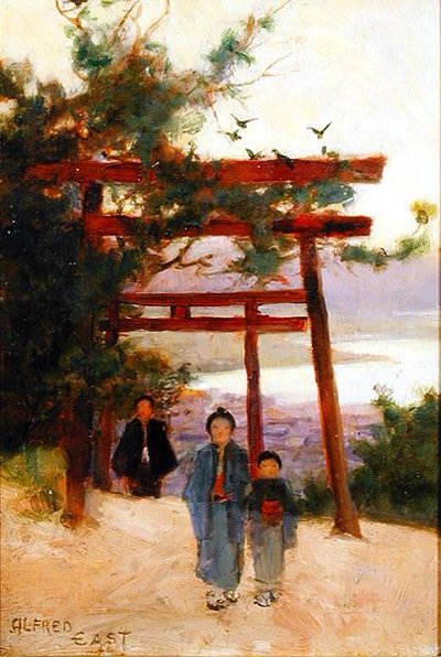 树林中的新都神庙，约1889年（油画板）。 作者 东阿尔弗雷德
