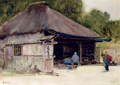 箱根村的茶馆，1988年（纸上铅笔） 作者 东阿尔弗雷德