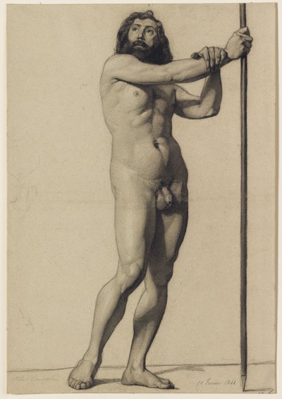 学术人物研究：抱着工作人员的男性裸体，1844年 作者 Alfred Emile Stevens