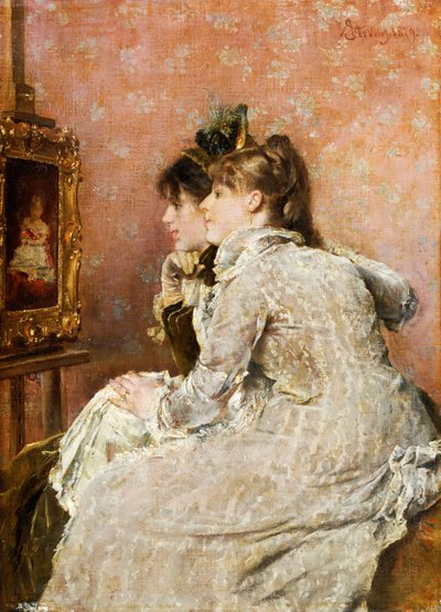 欣赏肖像，1879年 作者 阿尔弗雷德·埃米尔·史蒂文斯（Alfred Emile Stevens）