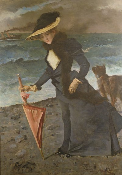 在海边，1891年 作者 阿尔弗雷德·埃米尔·史蒂文斯（Alfred Emile Stevens）