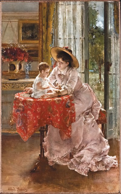 知足的母亲，1872年 作者 阿尔弗雷德·埃米尔·史蒂文斯（Alfred Emile Stevens）