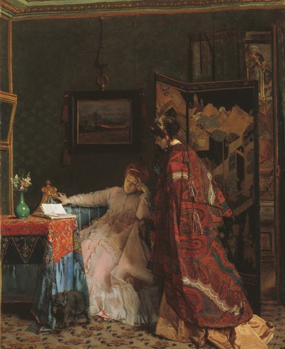 1869年之前的访问（布面油画） 作者 阿尔弗雷德·埃米尔·史蒂文斯（Alfred Emile Stevens）