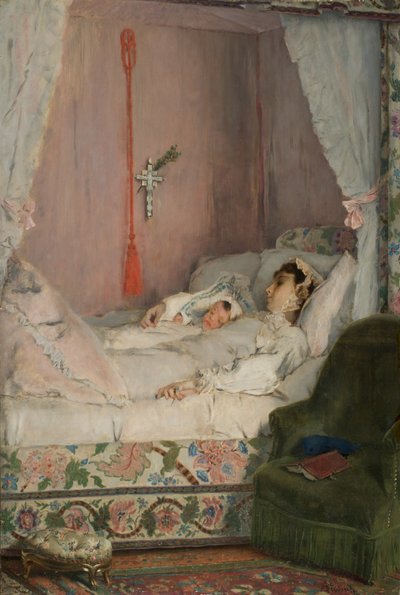 一位母亲》，约 1870 年（油画镶板 作者 阿尔弗雷德·埃米尔·史蒂文斯（Alfred Emile Stevens）